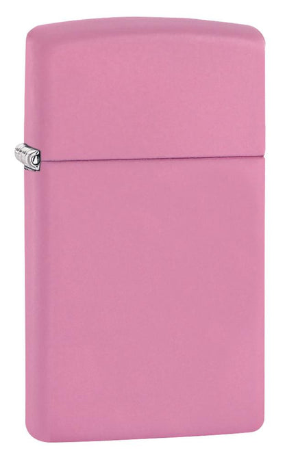 Frontansicht 3/4 Winkel Zippo Feuerzeug Slim Pink Matt