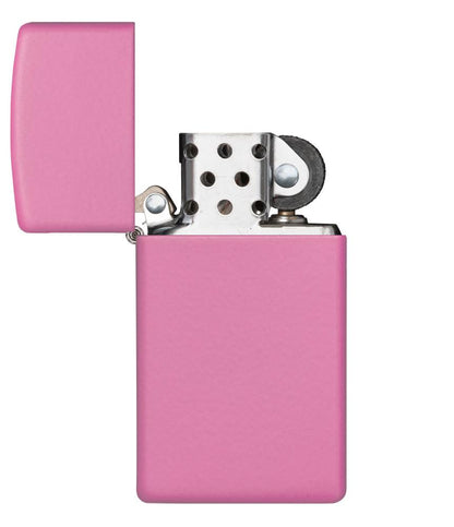 Zippo Feuerzeug Slim Pink Matt geöffnet