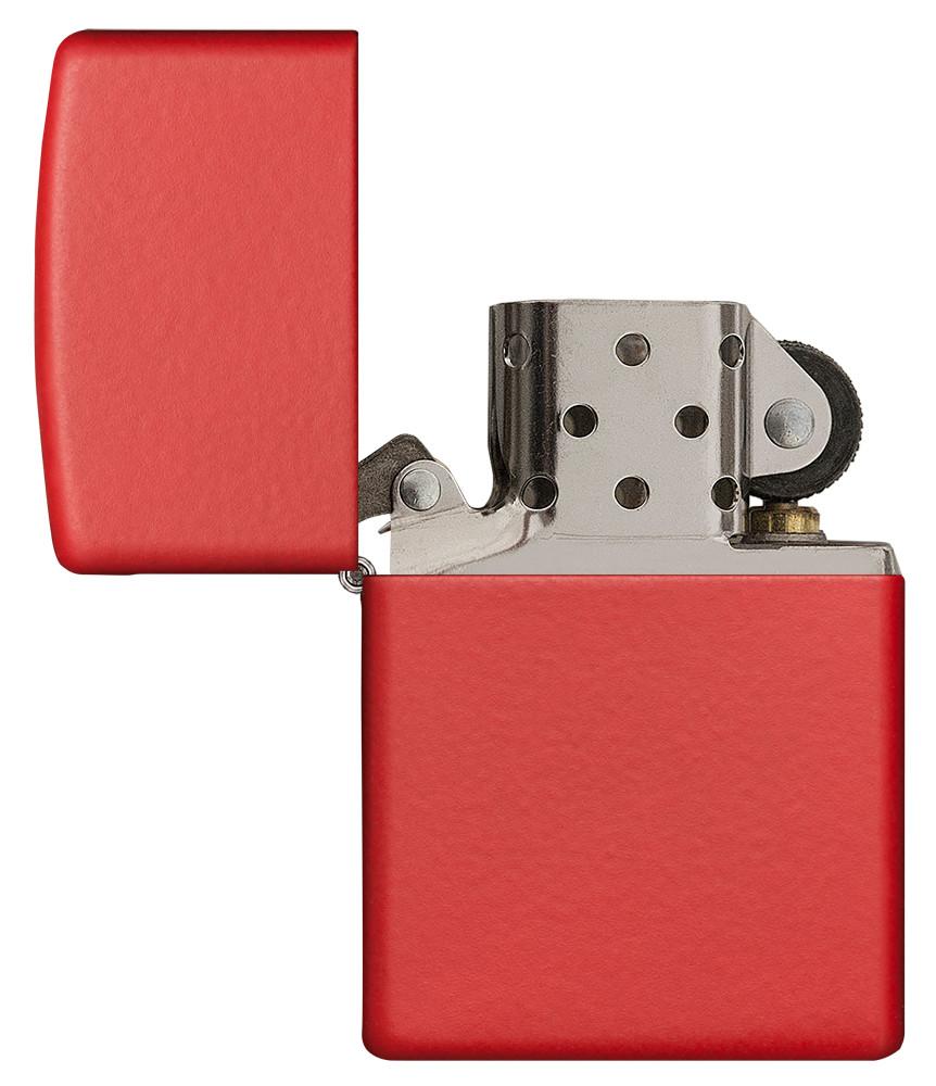 Frontansicht Zippo Feuerzeug Red Matte Basismodell geöffnet