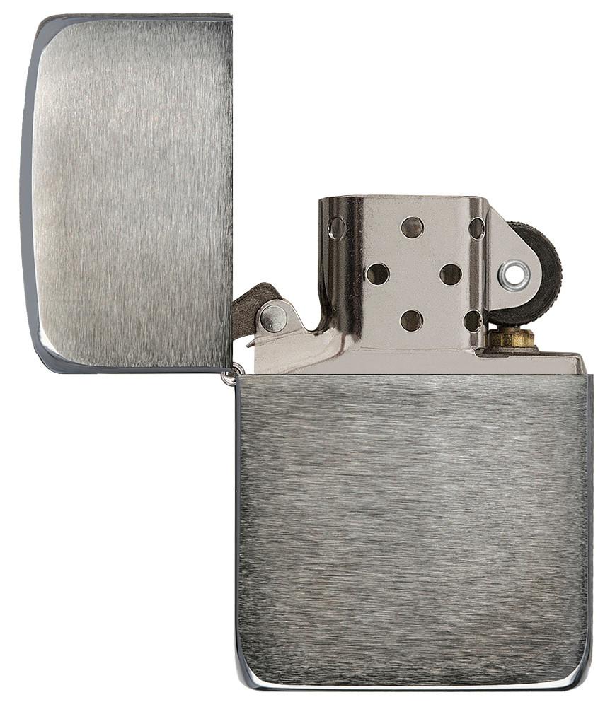 Zippo Feuerzeug 1941 Replica Frontansicht geöffnet in glänzender anthrazit Optik