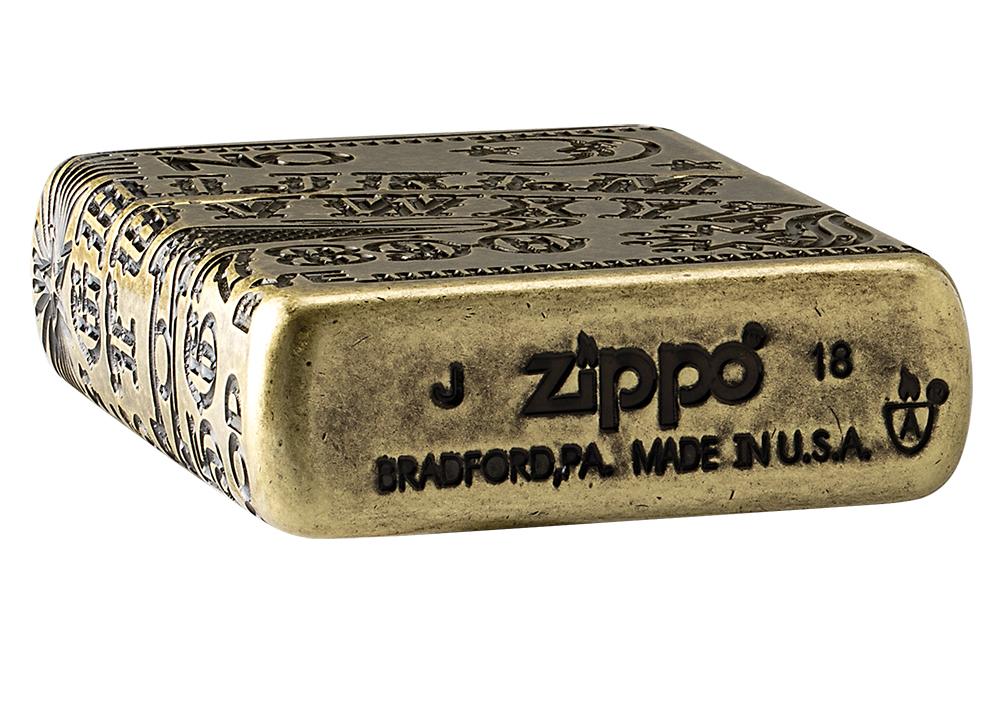 Bodenstempel Zippo Feuerzeug Messing antik Quija Brett 360° Gravur